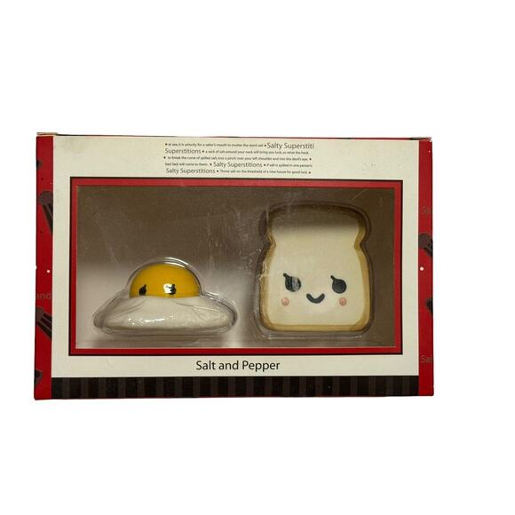 One Hundred 80 Degrees Ceramic Egg and Toast Salt and Pepper Shakers - Picture 1 of 8